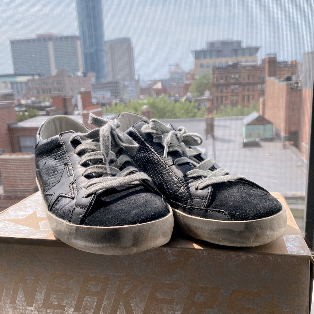Golden Goose Super Star Sneakers in Black Snake